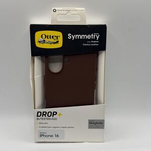 OtterBox Symmetry Cactus Leather MagSafe Case For IPhone 16 Brown Slim Drop+